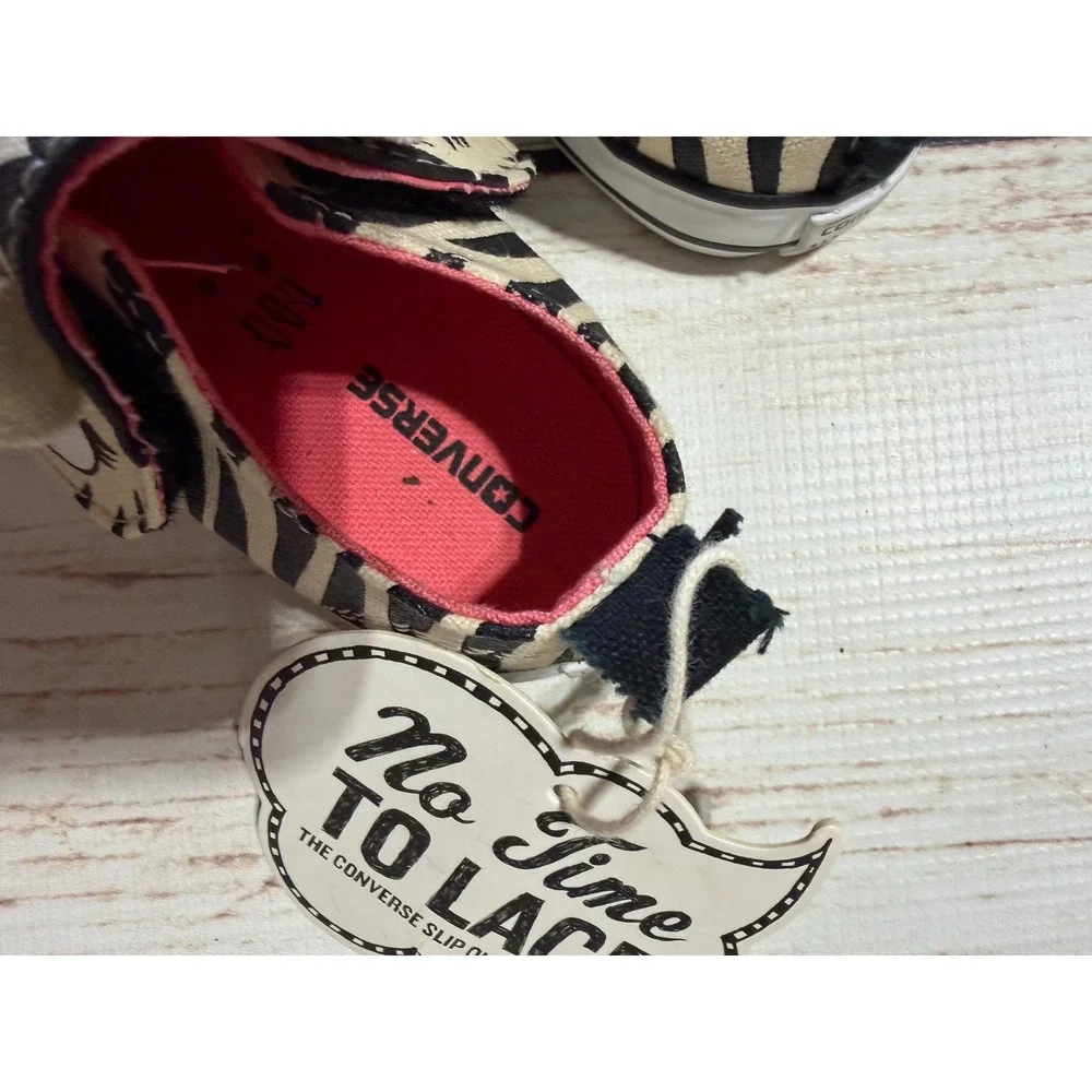 Converse Chuck Taylor All Star Zebra Slip On Toddler Shoes 742828F Black White 8